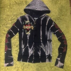 Sinful Black and Gray Jacket with Red Rose Details